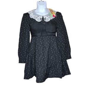 NEW Color Mikibana Jfashion goth‎ lace collar Wednesday black mini dress S